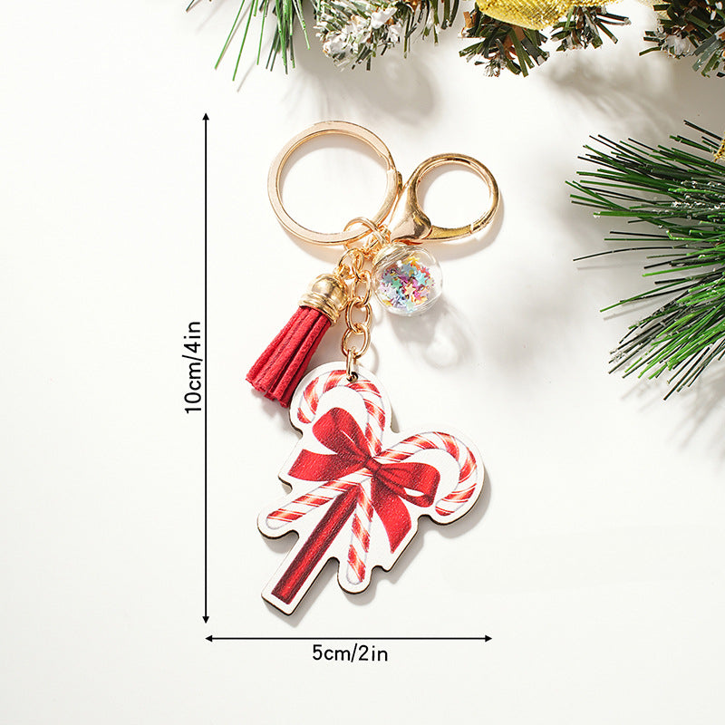 Wholesale Wooden Cartoon Santa Claus Christmas Series Keychain